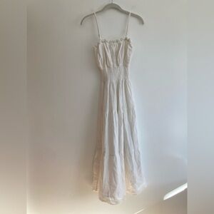 Seaspice White Midi Dress Ruched Resort Beach Vacation Island Travel Tropical XL